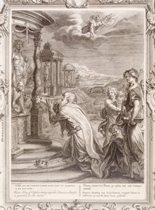 Olyneus，Calydon的国王，在牺牲中忽视戴安娜，因为他的虔诚而受到惩罚，1731年 作者 伯纳德·皮卡特
