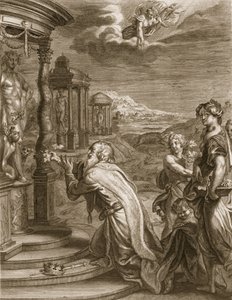 Olyneus，Calydon的国王，在牺牲中忽视戴安娜，因为他的虔诚而受到惩罚，1731年 作者 伯纳德·皮卡特