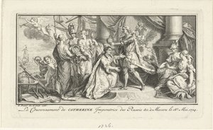 彼得大帝加冕他的妻子凯瑟琳一世为女皇，1726年 作者 伯纳德·皮卡特