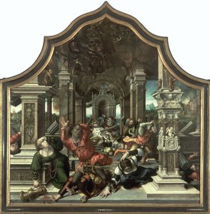 工作之家的毁灭，1521年耐心美德三联的中央小组 作者 伯纳德·范·奥利