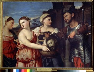 "莎乐美 "莎乐美手持施洗者圣约翰的头颅。Bernardino Licinio（1489-1565 年）的画作。16 世纪 莫斯科普希金博物馆 作者 贝纳迪诺·利辛尼奥