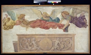 天使携带的圣凯瑟琳的尸体，c.1514（船上携带的分离壁画） 作者 贝纳迪诺·路易尼