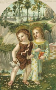 耶稣基督和施洗者圣约翰（彩陶） 作者 Bernardino di Betto (after) Pinturicchio