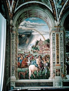 埃涅阿斯·西尔维乌斯·皮科洛米尼 (Aeneas Sylvius Piccolomini)（1405-64 年）1432 年冬天前往巴塞尔议会的旅程 作者 贝纳迪诺·贝托·平图里基奥