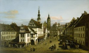 德语：Städtebild（皮尔纳的集市） 皮尔纳的集市 作者 贝尔纳多·贝洛托（Canaletto）