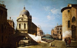 圣母玛丽亚与新圣母玛丽亚的一部分，威尼斯 作者 贝尔纳多·贝洛托（Canaletto）