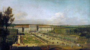 从花园里眺望美泉宫，1758年至1761年之间 作者 贝尔纳多·贝洛托（Canaletto）