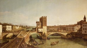 维罗纳Delle Navi桥 作者 贝尔纳多·贝洛托（Canaletto）