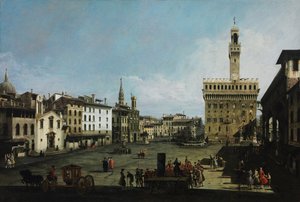 1742年在佛罗伦萨的德拉Signoria广场 作者 贝尔纳多·贝洛托（Canaletto）