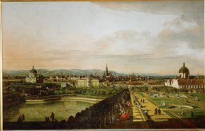 从美景宫看维也纳......（布面油画） 作者 贝尔纳多·贝洛托（Canaletto）