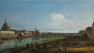 德累斯顿的视图与左边的Frauenkirche，1747年
