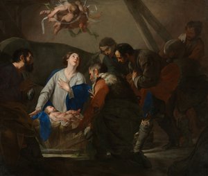 牧羊人的崇拜，约1650年 作者 贝尔纳多·卡瓦利诺