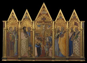 带有十字架的Polyptych，1348（面板上的蛋彩画和金箔） 作者 伯纳多·达迪