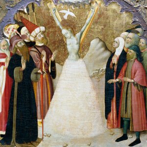 圣欧拉利亚的殉难》，维克大教堂祭坛画的前部细节，由Bernat Martorell（约1400-1452年）创作，绘于木板上。加泰罗尼亚的哥特式艺术。