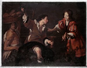 约瑟夫解梦（布面油画 作者 贝尔纳多·斯特罗兹（Bernardo Strozzi）