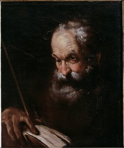 拿着书的老人肖像（布面油画 作者 贝尔纳多·斯特罗兹（Bernardo Strozzi）
