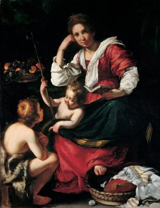 圣母子与施洗约翰的男孩，c。 1620 作者 贝尔纳多·斯特罗兹（Bernardo Strozzi）