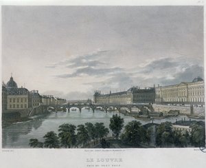 巴黎金桥Passerelle des Arts，1832年（彩色雕刻）