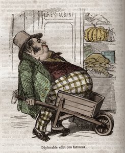 Obeite - Des Gourmands - deplorable effect des farineux - Jean Anthelme Brillat Savarin的 "La Physiologie du gout "中的版画。