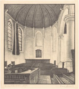 代尔夫特瓦尔舍教堂（物品上的原始标题） 作者 Bertha van Hasselt（艺术家签名）