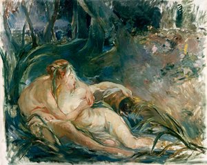 布歇之后，阿波罗（Apollo）出现在拉通（Latone），布面油画 作者 贝特·莫里索（Berthe Morisot）