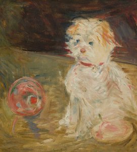 拿着球的狗。 作者 贝特·莫里索（Berthe Morisot）