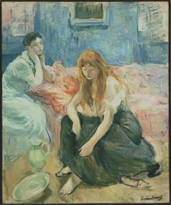 两名妇女在盥洗 作者 贝特·莫里索（Berthe Morisot）