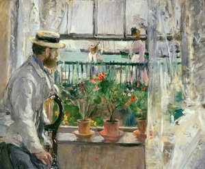 怀特岛上的尤金·马奈（Eugene Manet）（1834-92）（布面油画） 作者 贝特·莫里索（Berthe Morisot）