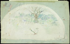 粉丝描绘布吉瓦尔，1884年（油，铅笔和丝绸上的wc） 作者 贝特·莫里索（Berthe Morisot）
