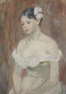颈背的女孩头发中的花 作者 贝特·莫里索（Berthe Morisot）