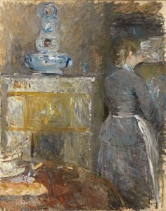 在饭厅；在饭厅里，1880年 作者 贝特·莫里索（Berthe Morisot）