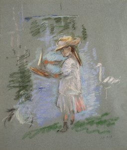 朱莉在湖边的粉红色 作者 贝特·莫里索（Berthe Morisot）