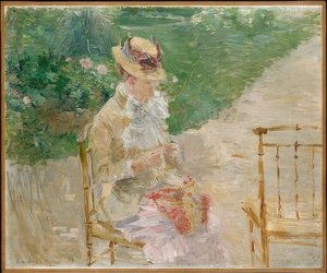 少妇编织。大约1883年 作者 贝特·莫里索（Berthe Morisot）