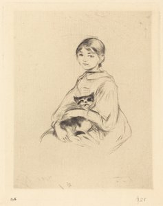 小女孩和猫，1888年至1890年。 作者 贝特·莫里索（Berthe Morisot）