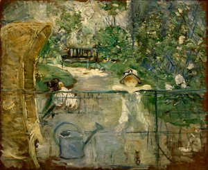 1885年，花园里的小女孩或篮子椅子 作者 贝特·莫里索（Berthe Morisot）