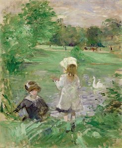在湖边，1883年 作者 贝特·莫里索（Berthe Morisot）