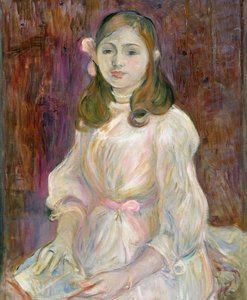 朱莉马奈的肖像（1878-1966）拿着一本书，1889年 作者 贝特·莫里索（Berthe Morisot）