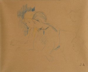 年轻女孩的肖像（彩色蜡笔和铅笔） 作者 贝特·莫里索（Berthe Morisot）