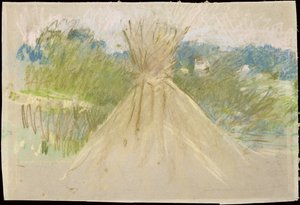 小干草堆，1882年（纸上粉彩） 作者 贝特·莫里索（Berthe Morisot）
