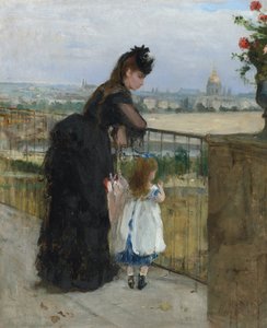 女人和孩子在阳台上 作者 贝特·莫里索（Berthe Morisot）