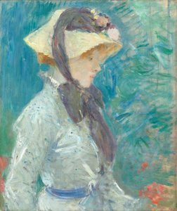 戴草帽的年轻女子 作者 贝特·莫里索（Berthe Morisot）