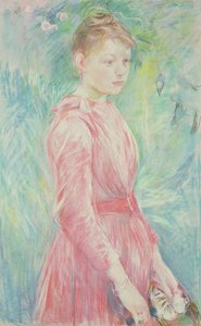 身着粉色长袍的少女（粉彩纸本） 作者 贝特·莫里索（Berthe Morisot）