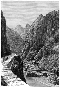 在Shabet el Akra商队路线，阿尔及利亚，c1890年拍摄的风景