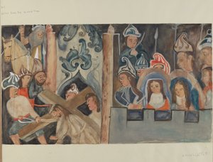 十字架上的第7站：耶稣第二次跌倒，约1936年。 作者 比拉·布拉德利