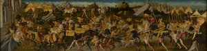 Scipio Africanus击败Hannibal，c.1470（安装在面板上的织物上的蛋彩画）（另见488155）