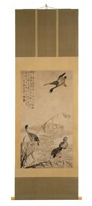 1730年在沙洲上降的鹅（墨水在纸上）