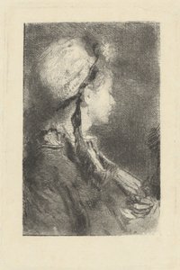 艺术家的妻子侧面朝右，约1880年。