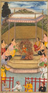 Yaja和Upayaja为Dhrishtadyumna从火中出现进行祭祀...，1598年。 作者 比拉尔哈布希