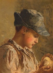抱着小鸟的男孩（chromolitho） 作者 布兰奇·麦克阿瑟