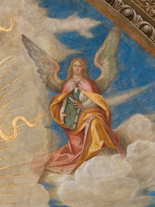 Apse, Catino Apse, Boccaccio Boccacino, Pantocrator among Saints Marcellino, Imerio, Omobono, Peter Exorcist, Detail Angel right 作者 Boccaccio Boccaccino
